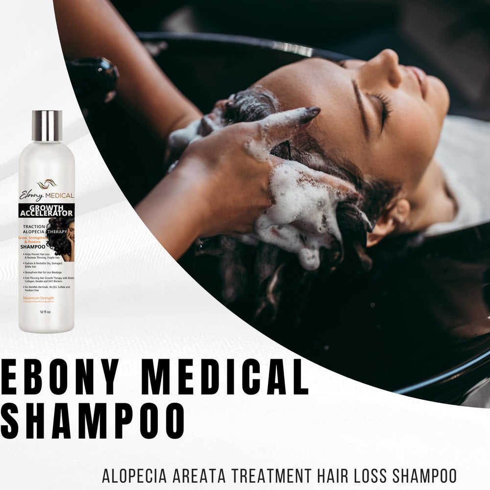 Natural Curves Ebony Shampoo – zones clairsemées visibles pour cheveux texurés.