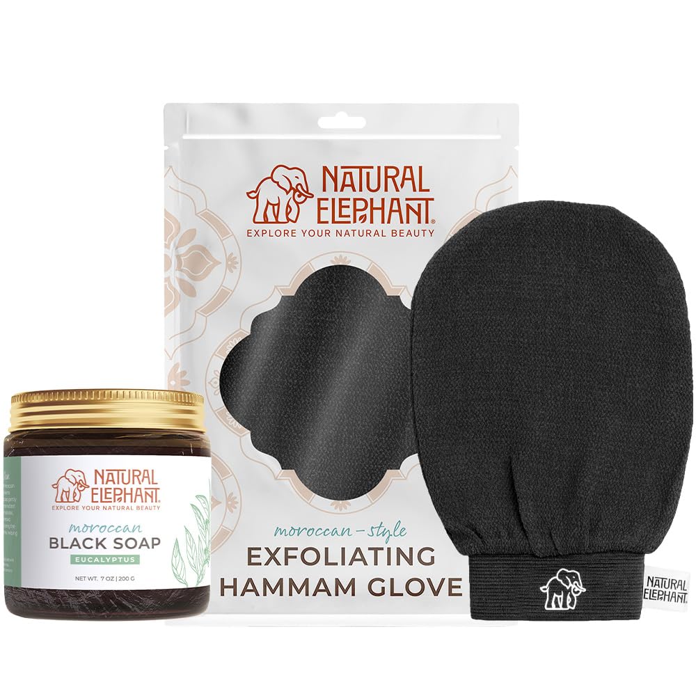 Natural Elephant savon noir marocain 200g, nettoyage en profondeur pour peau lumineuse.