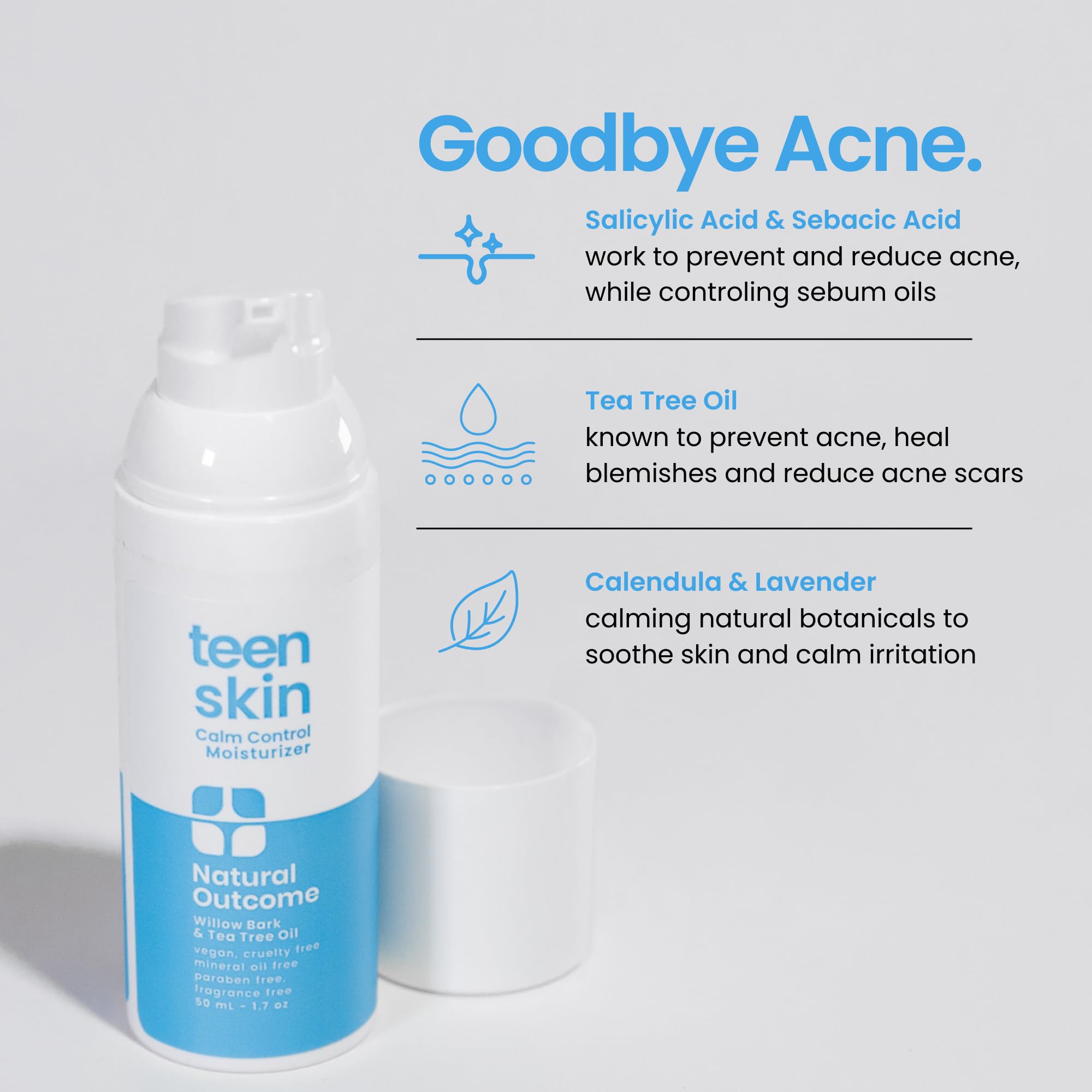 Natural Outcome Hydratant Ados – ingrédients clés pour une peau équilibrée.