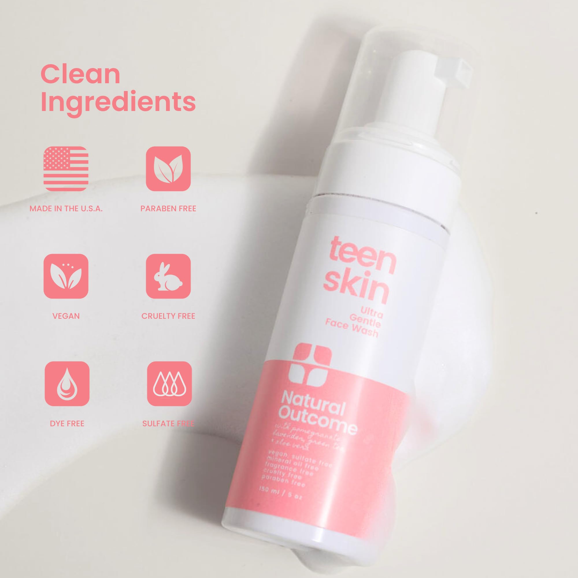 Natural Outcome nettoyant visage, extrait thé vert pour purificateur doux.