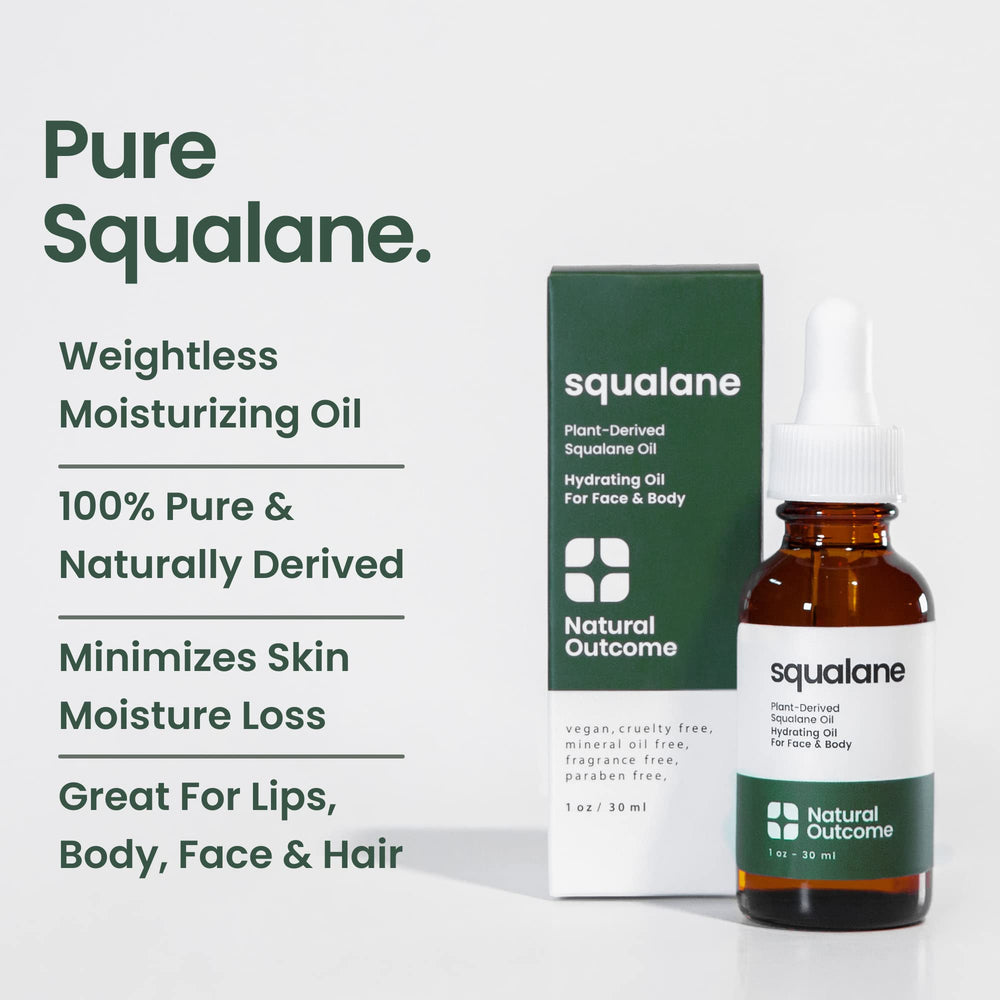 Natural Outcome Pure Squalane Oil on the body seals moisture for smooth skin.