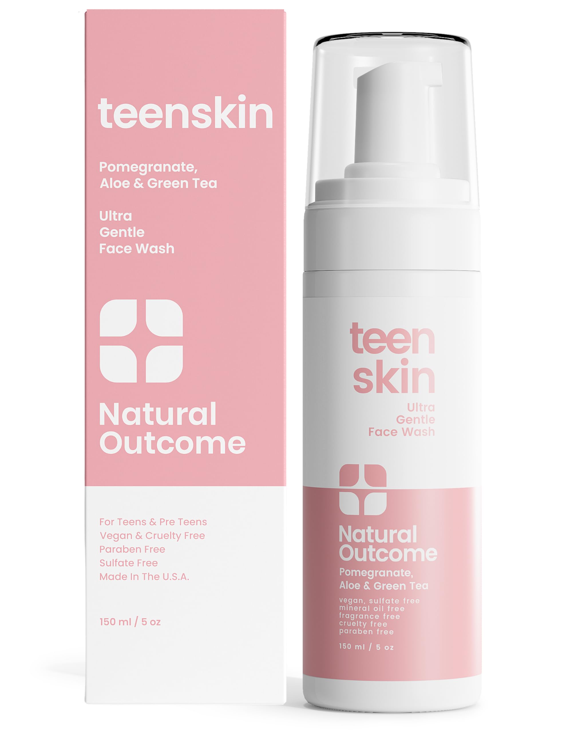Natural Outcome nettoyant visage, bouteille, nettoie en douceur la peau.