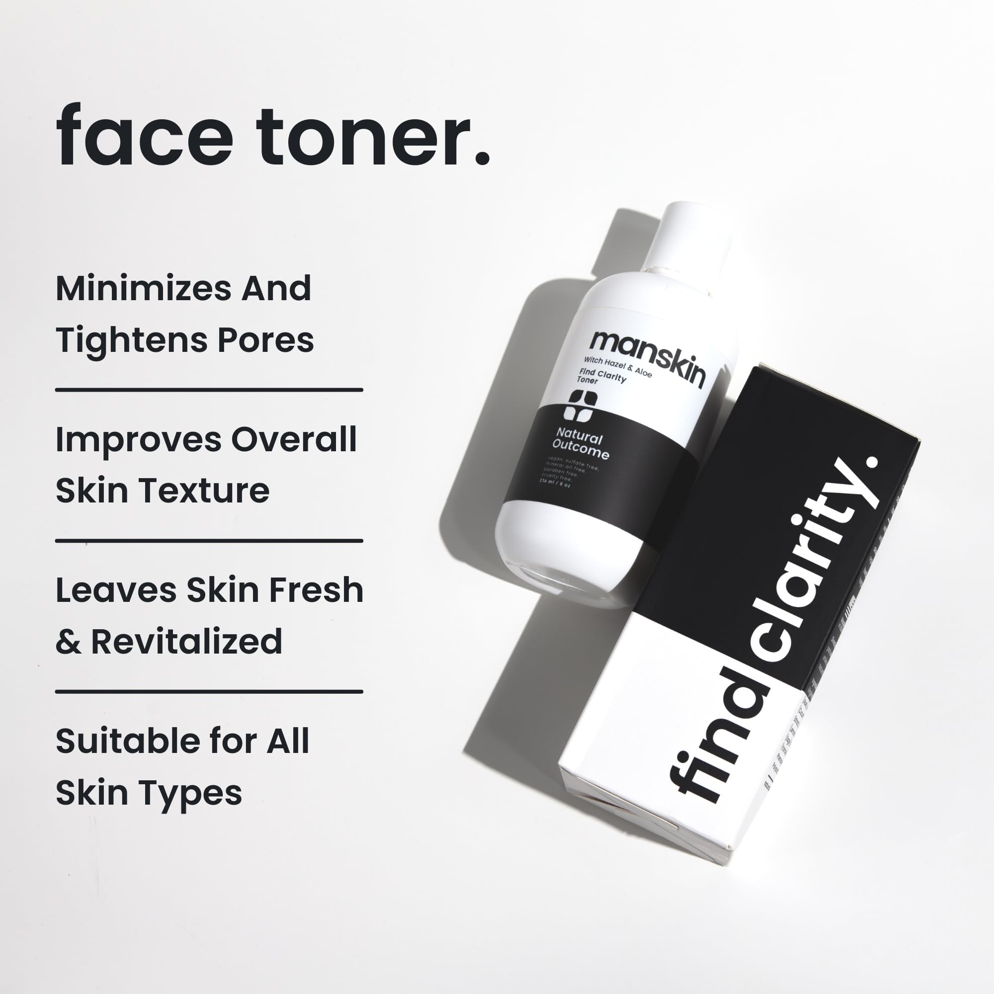 Natural Outcome tonique visage homme – application sur coton pour peau purifiée.