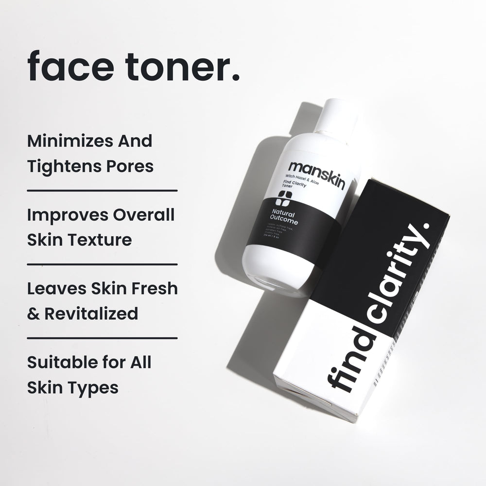 Natural Outcome tonique visage homme – application sur coton pour peau purifiée.