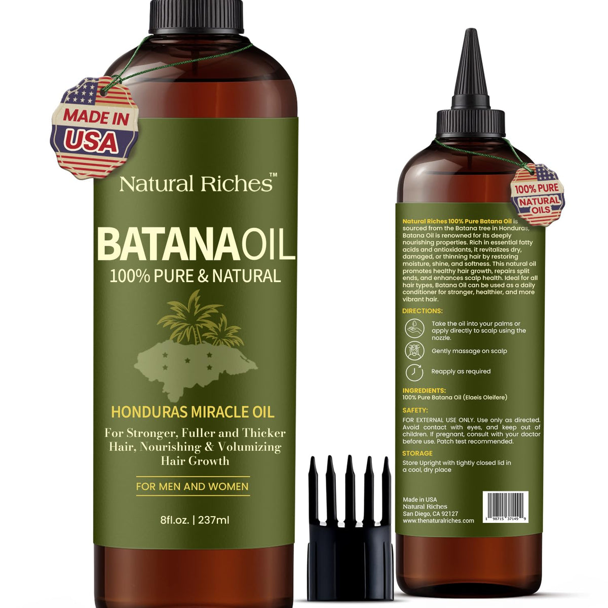 Natural Riches Batana huile, bouteille 8 oz prête pour nourrir les cheveux
