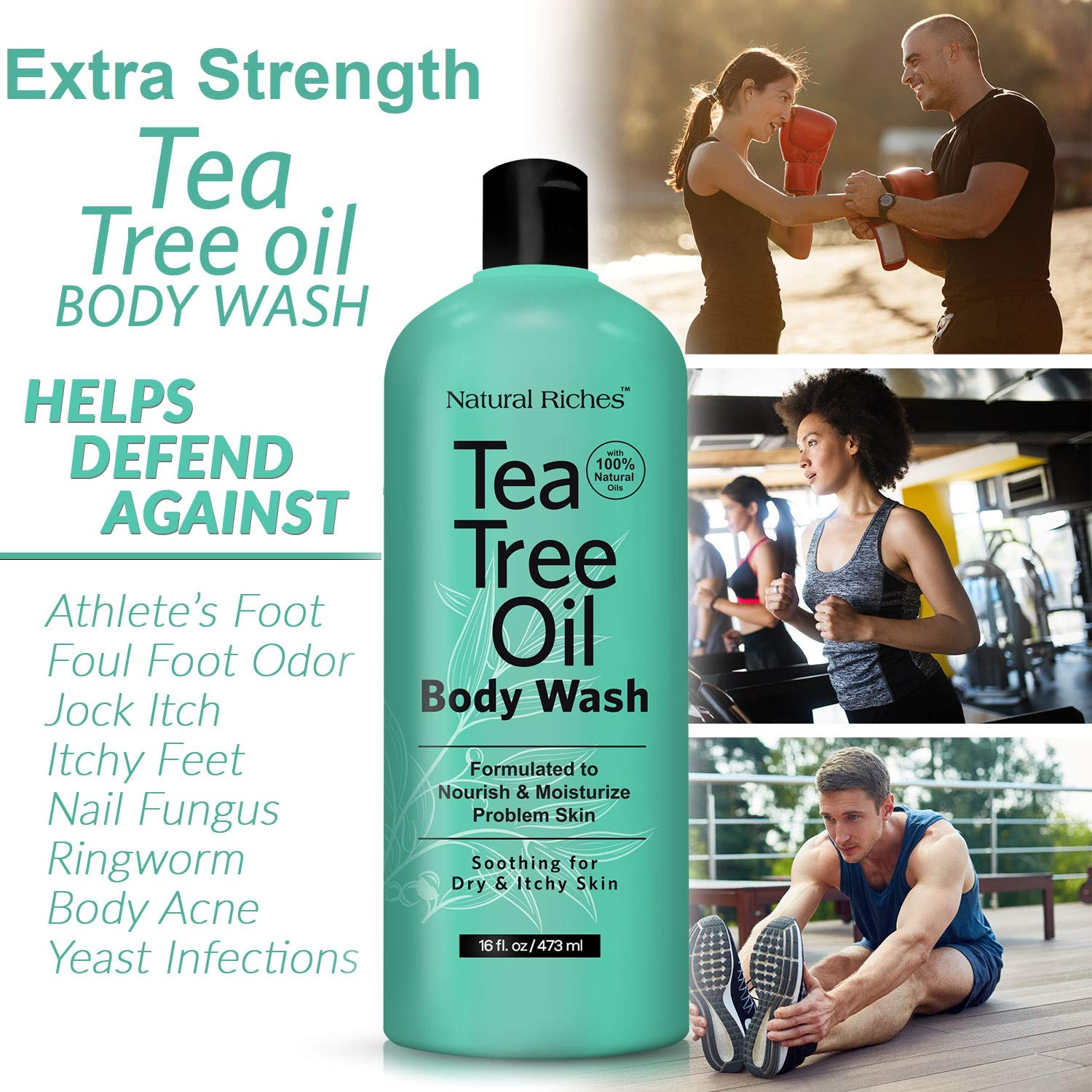 Natural Riches gel douche arbre à thé — aloé vera apaisant après l’effort