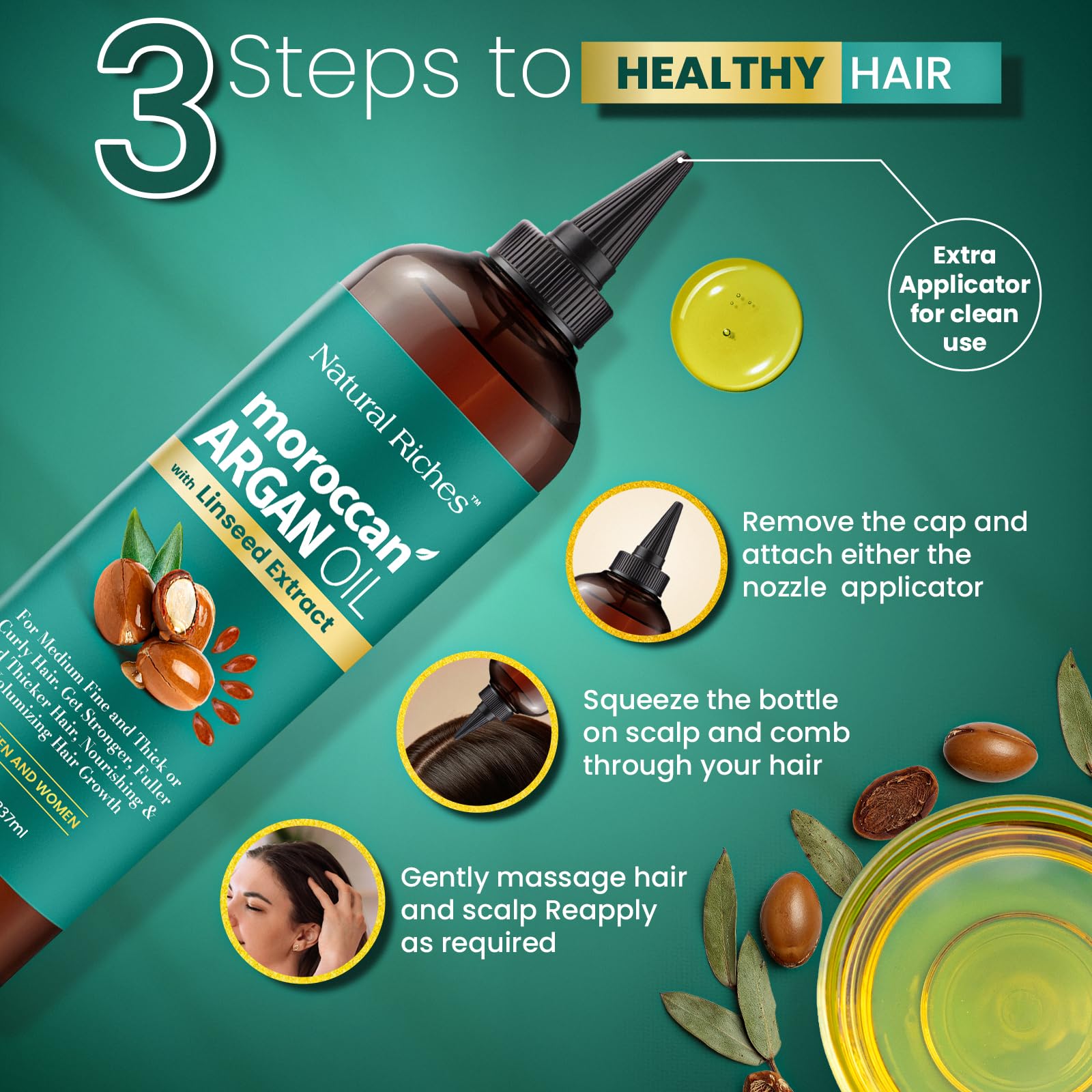 Natural Riches Huile d'Argan donne brillance et douceur aux cheveux.
