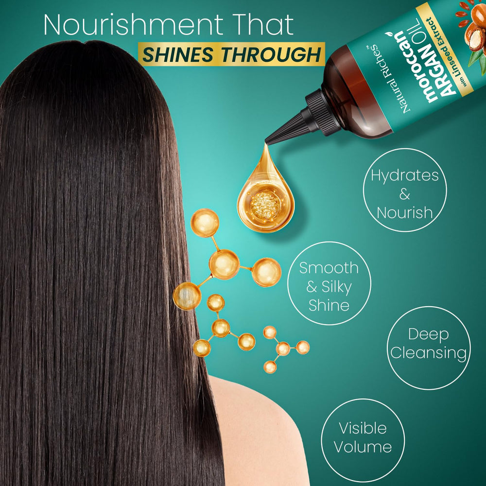 Natural Riches Huile d'Argan lisse les frisottis et apporte douceur.