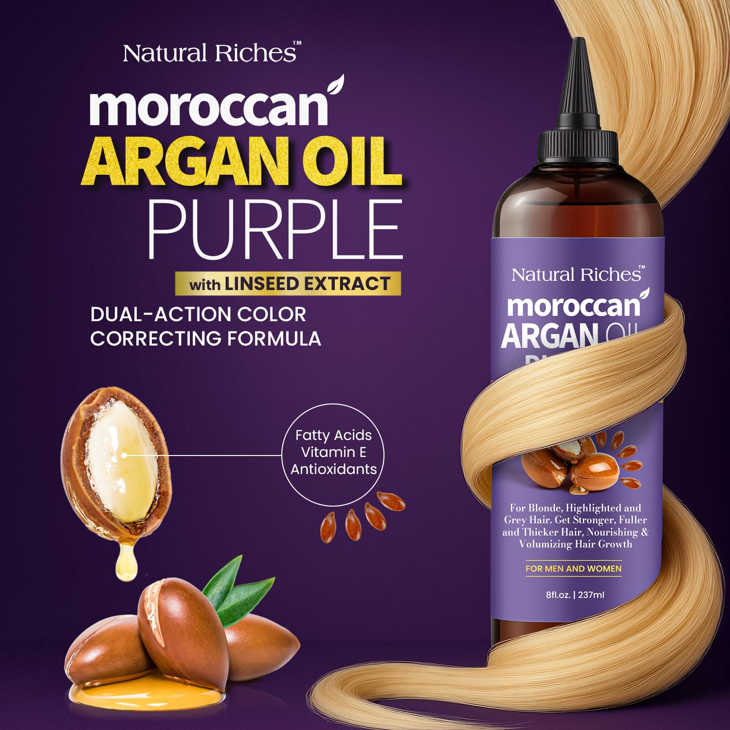 Natural Riches huile argan marocain violet avec applicateur précision