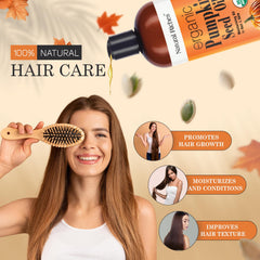 Natural Riches huile de potiron, application capillaire pour nourrir les cheveux et stimuler la brillance.