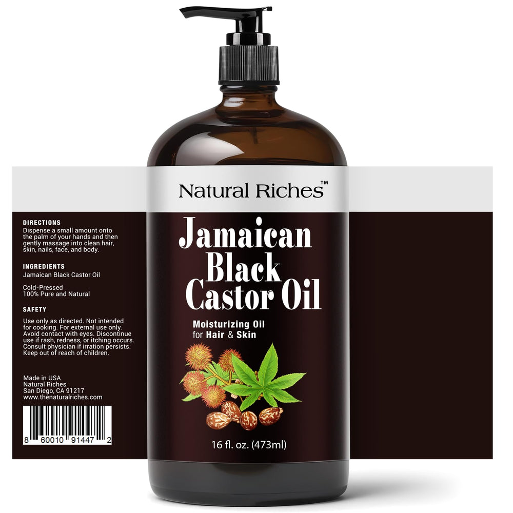 Natural Riches huile ricin noire jamaïcaine, application-cheveux pour nourrir les racines.