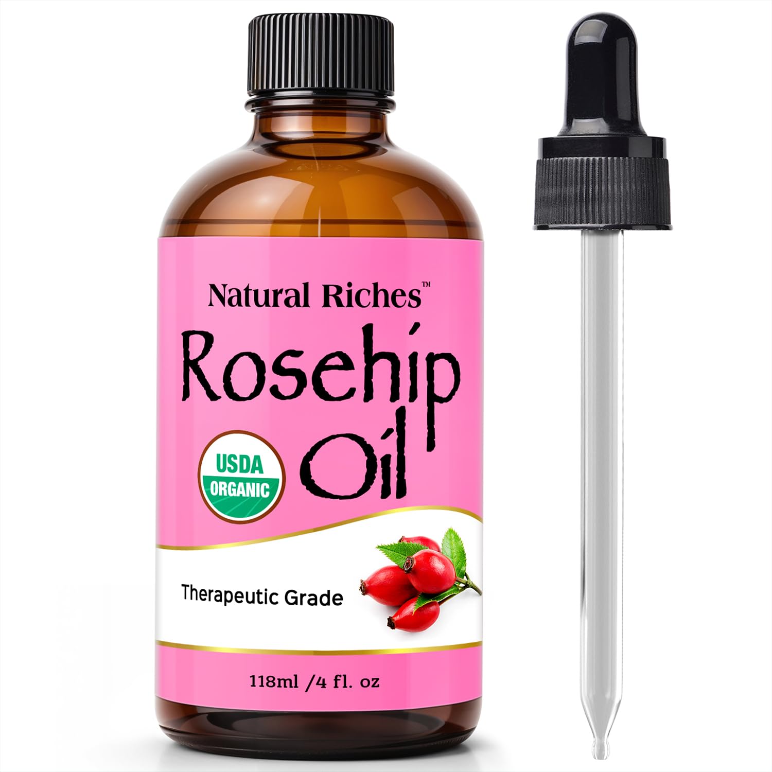 Natural Riches huile de rose musquée en flacon — hydratation légère et rapide.