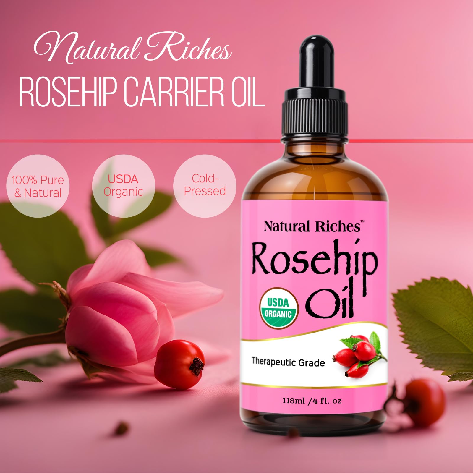 Application sur peau propre avec Natural Riches huile de rose musquée, douceur et teint uniforme.
