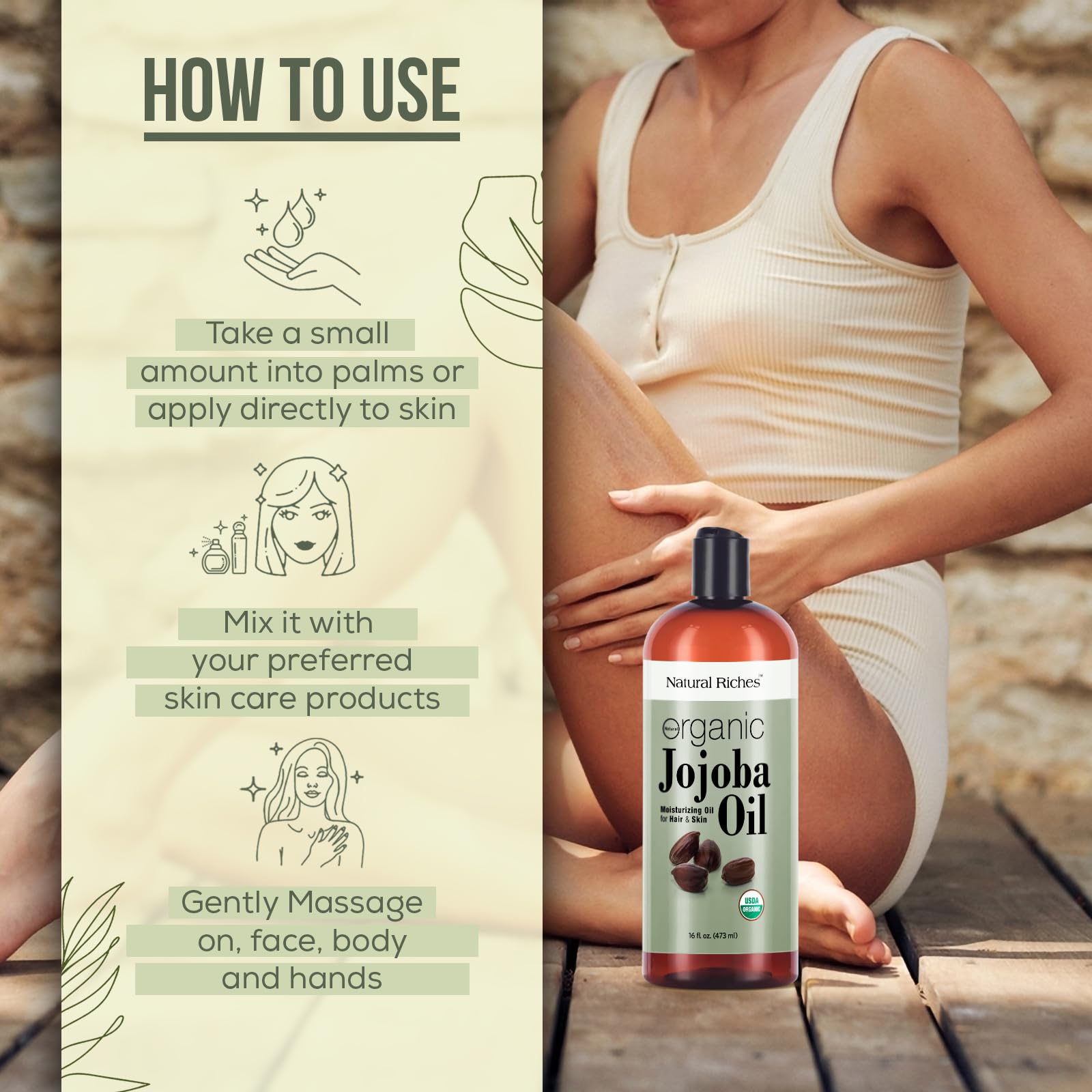 Natural Riches Jojoba Oil for nails softens cuticles and nurtures natural shine.