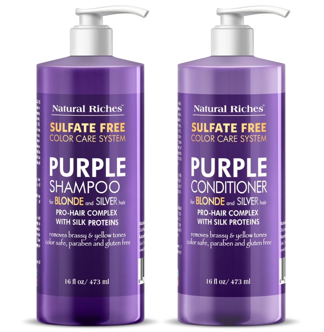 Natural Riches Shampoing violet bouteille: neutralise les reflets jaunes pour blondes