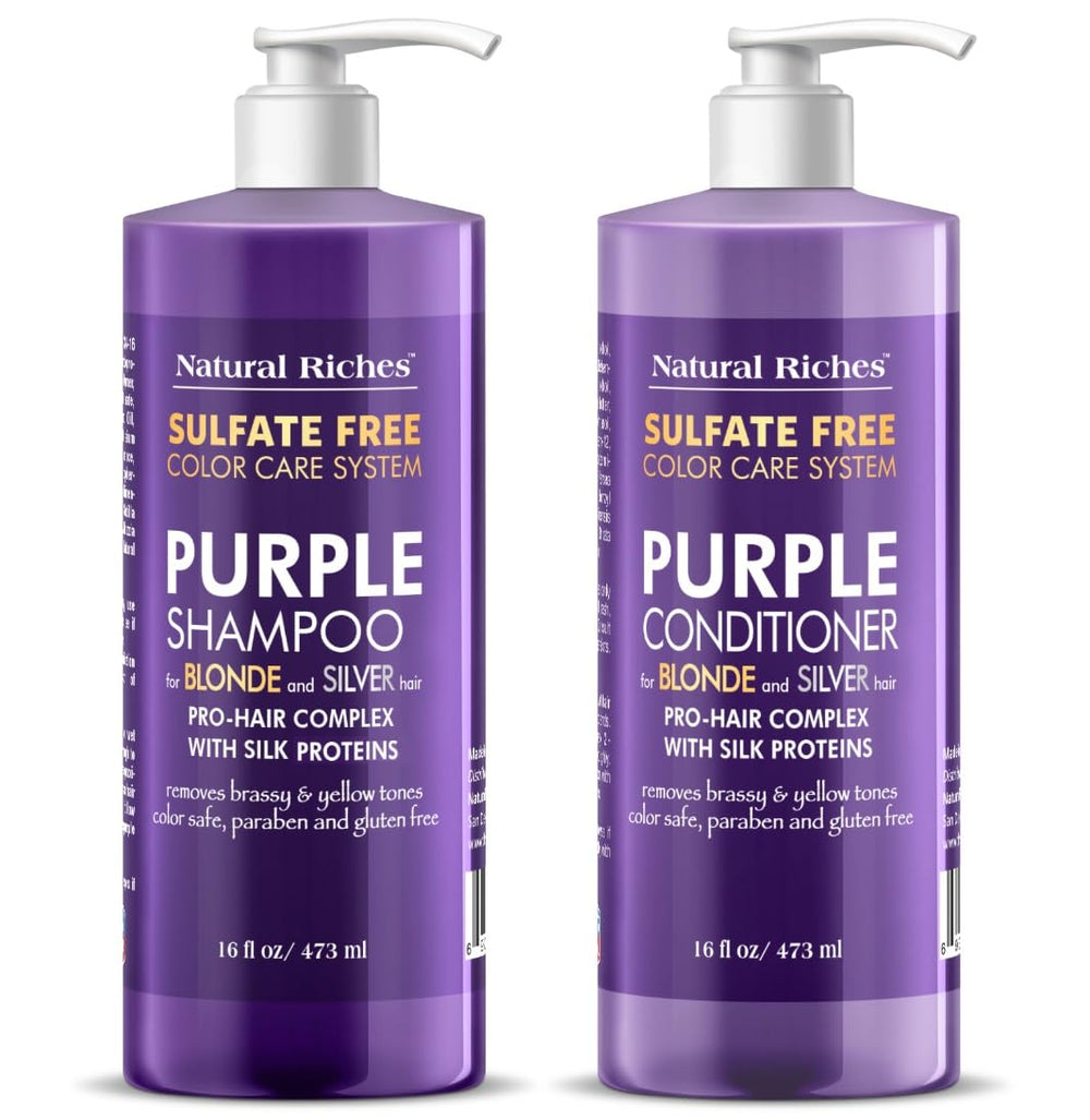 Natural Riches Shampoing violet bouteille: neutralise les reflets jaunes pour blondes