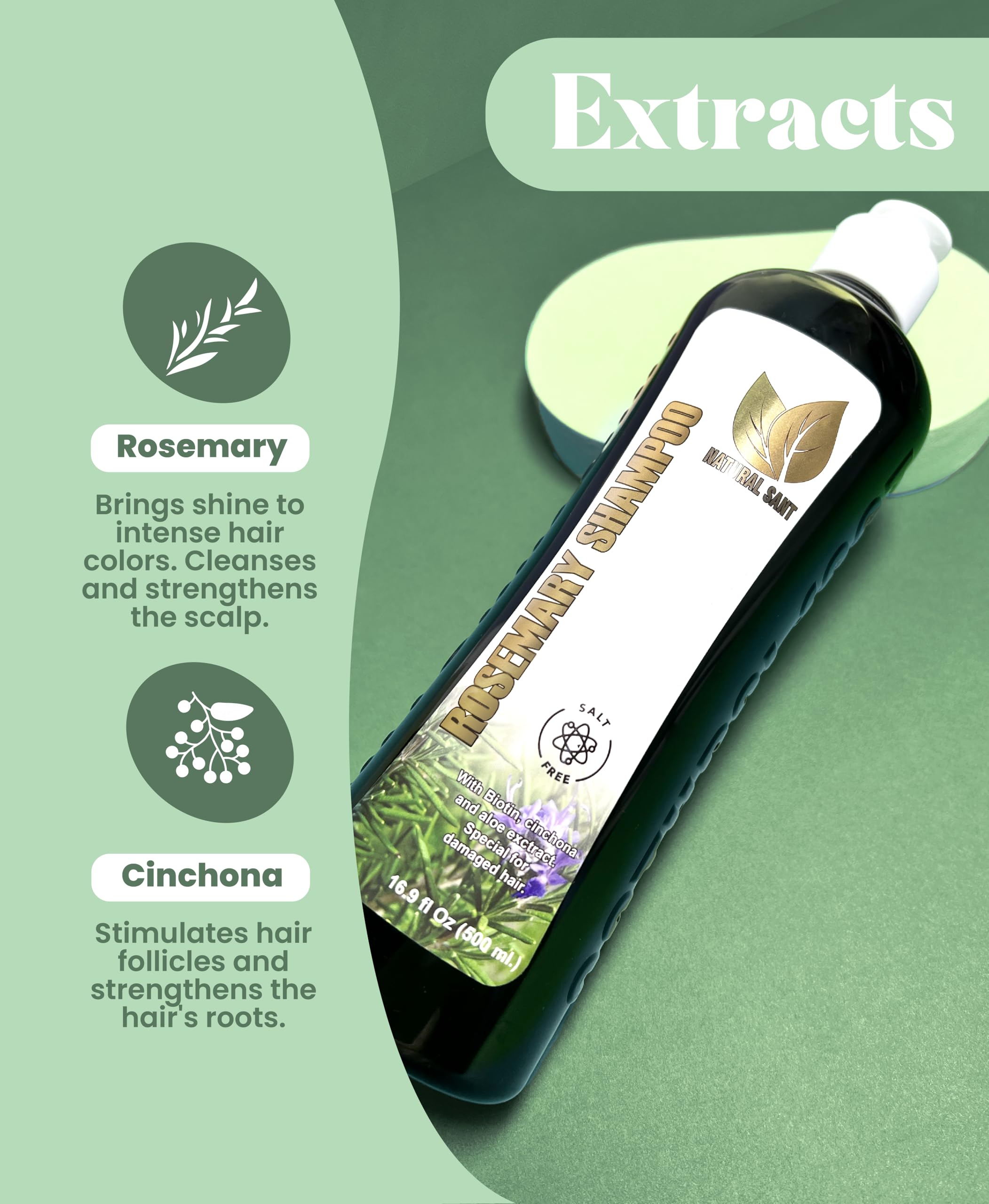 Natural Sant après-shampoing romarin cinchona, bouteille, hydrate en profondeur et répare les fibres capillaires.