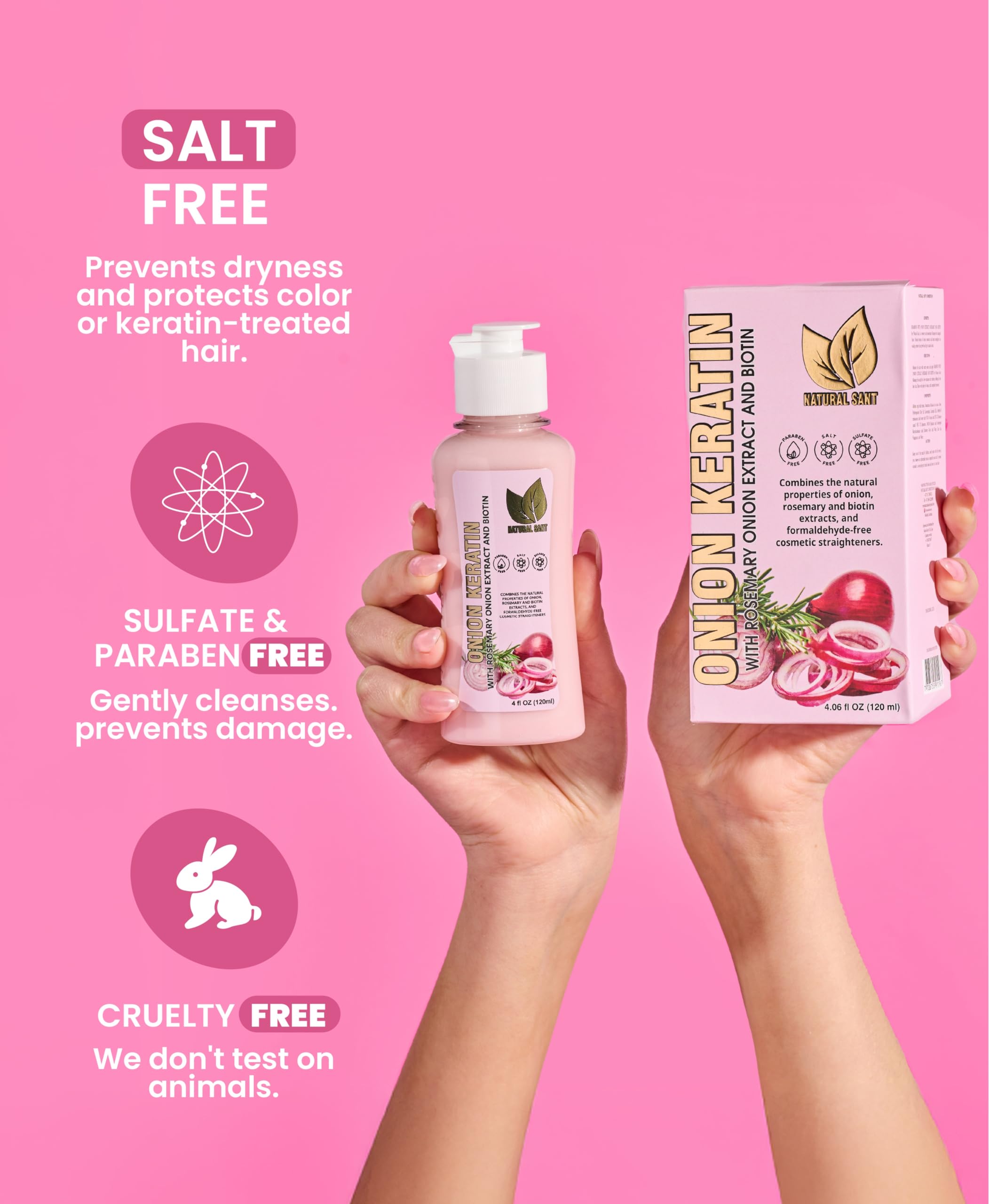 Natural sant DuoBox oignon keratine rituel, protection contre la chaleur et frisottis maîtrisés.