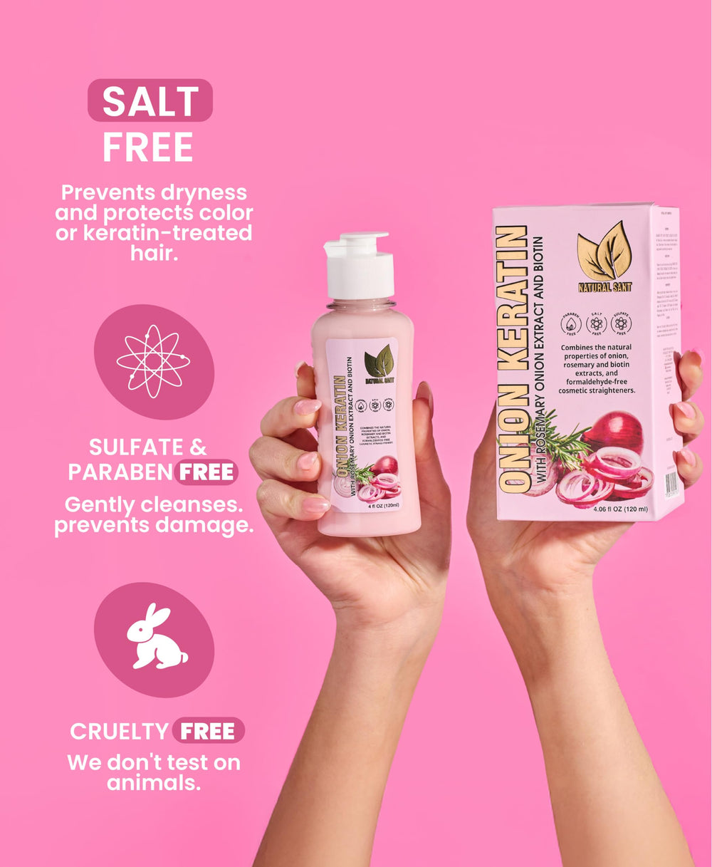 Natural sant DuoBox oignon keratine rituel, protection contre la chaleur et frisottis maîtrisés.