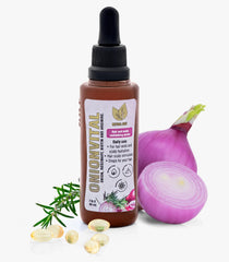 Natural Sant Onionvital Serum bottle pouring for scalp hydration and hair care