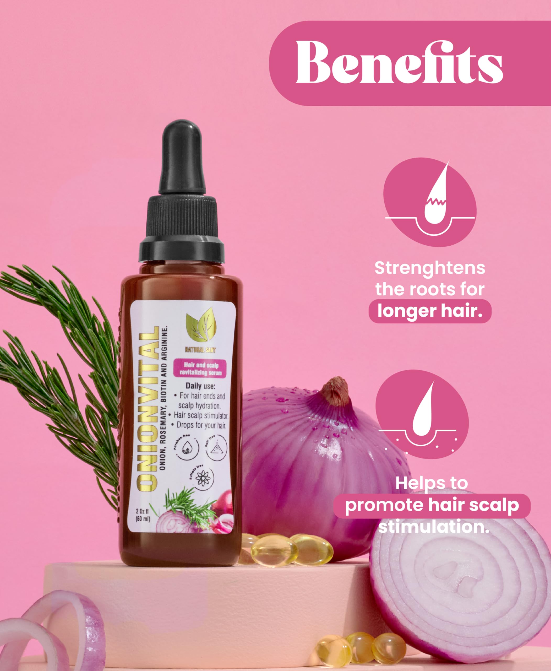 Natural Sant Onionvital Serum label closeup showing ingredients for informed use