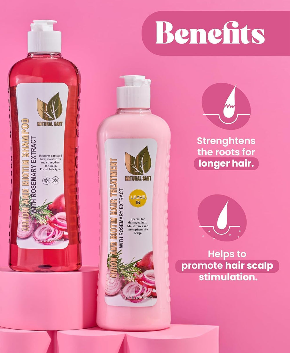 Natural Sant Soin sans rinçage biotine oignon romarin, texture prête pour les longueurs.