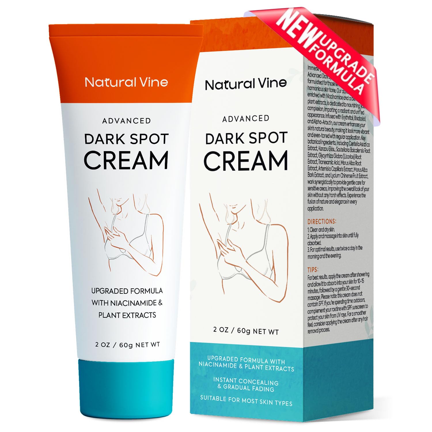 Natural Vine: bouteille du correcteur taches sombres pour visage et corps.