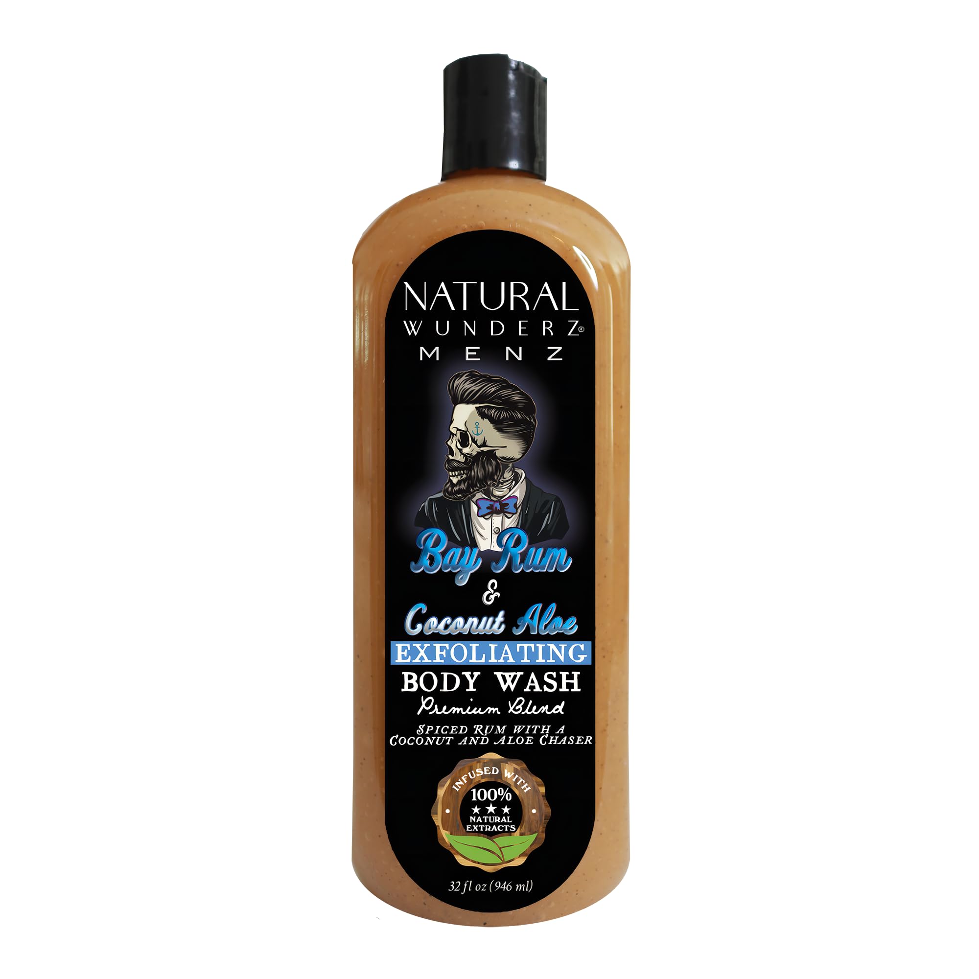 Natural Wunderz: bouteille gel-douche Bay Rum Coco Aloe, parfum frais et revitalisant.
