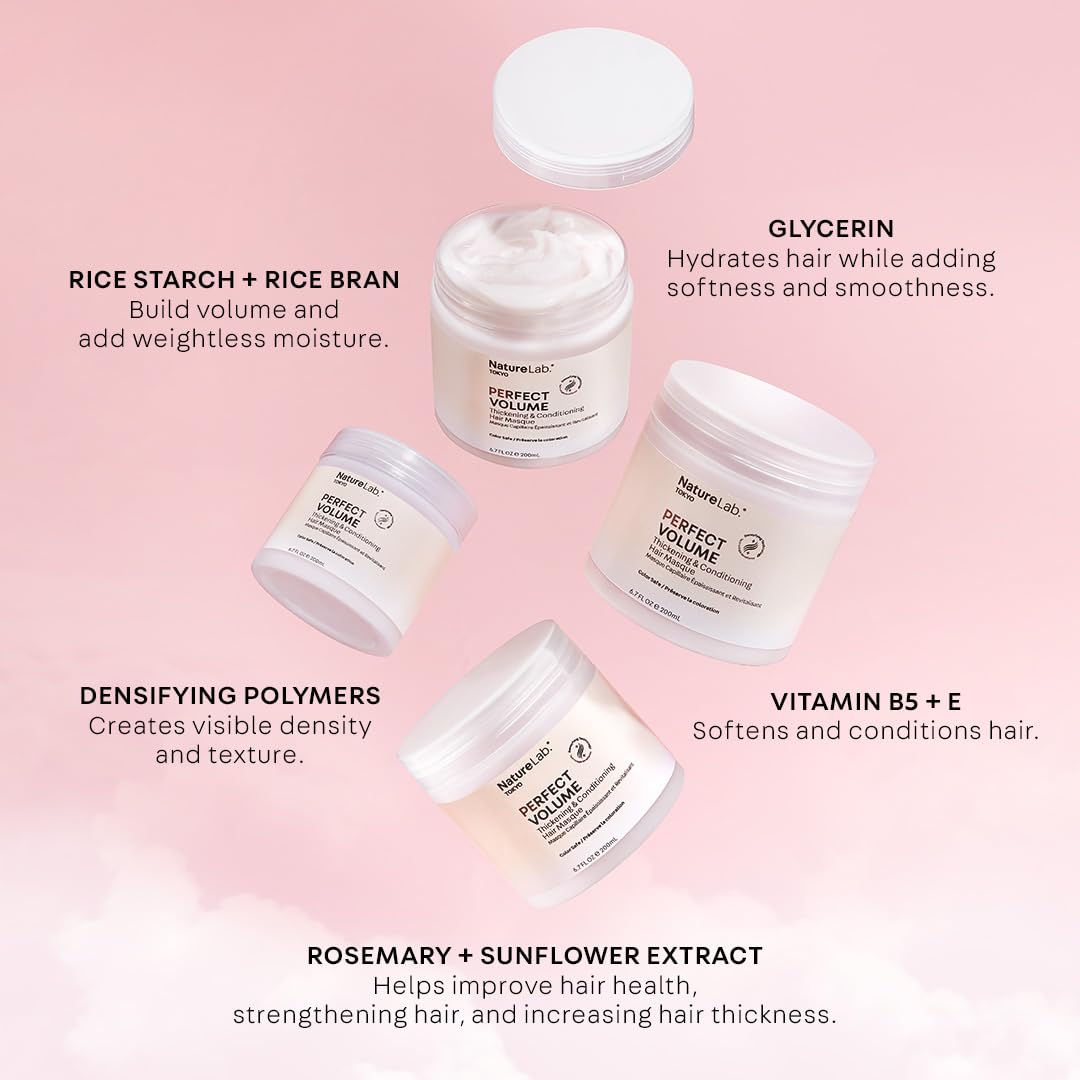 NatureLab.TOKYO Perfect Volume Masque: application facile pour cheveux fins, volume durable.