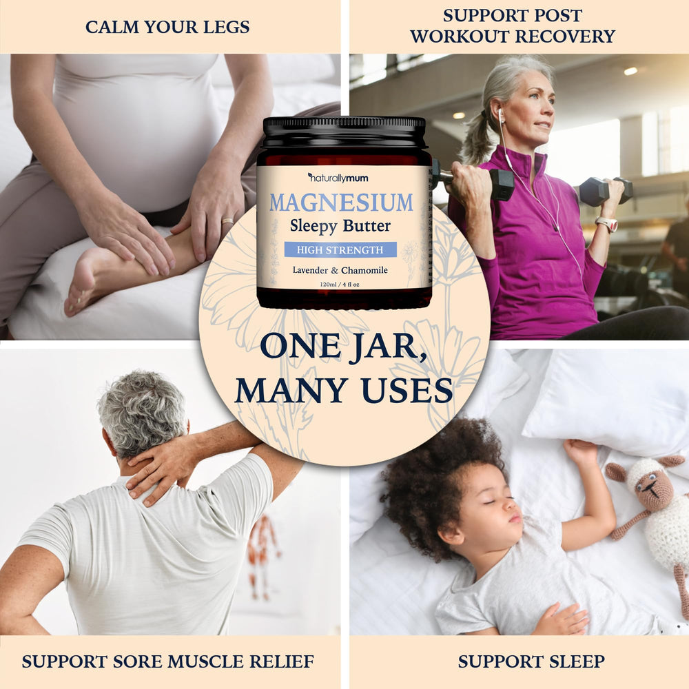 NaturallyMum Beurre Magnésium application massage, mouvements circulaires relaxants