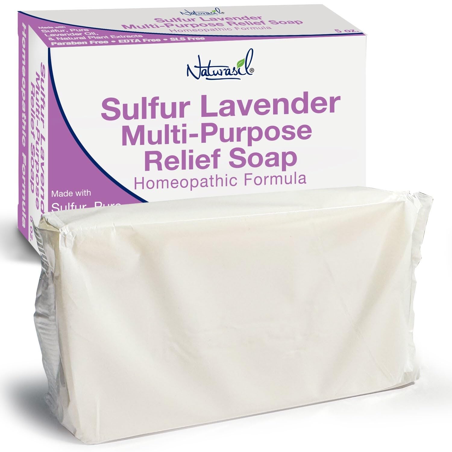 Naturasil savon-barre soufre lavande – profil des ingrédients naturels et cruelty-free.