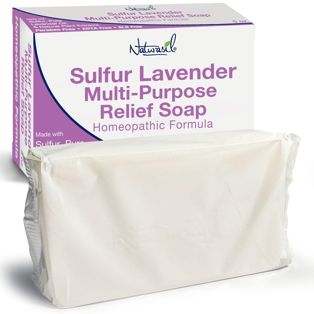 Naturasil savon-barre soufre lavande – profil des ingrédients naturels et cruelty-free.