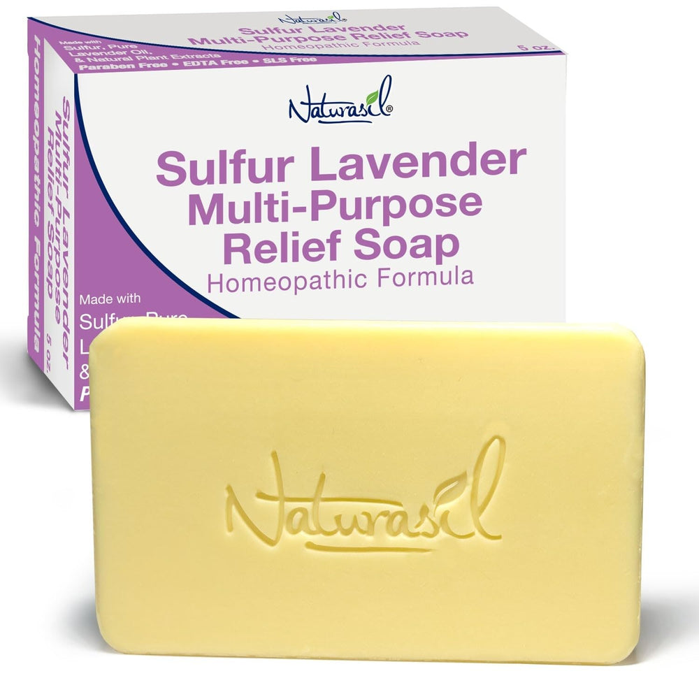 Naturasil savon-barre soufre lavande – aperçu du produit pour peau sensible.