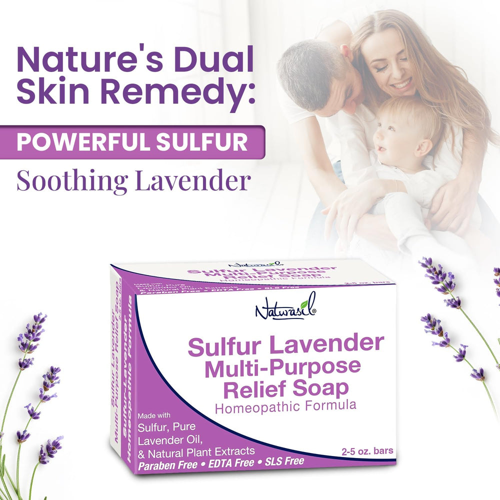 Naturasil savon-barre soufre lavande – usage en famille pour tous les âges.