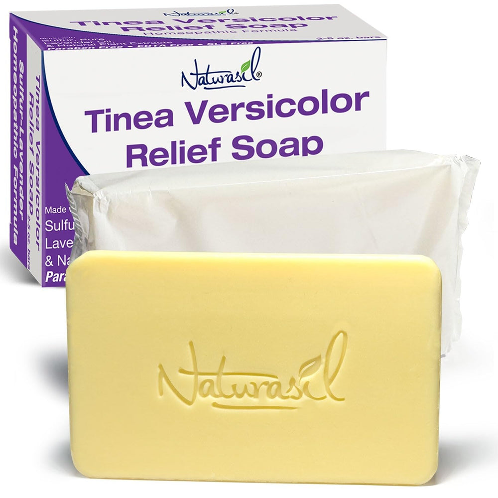 Naturasil Tinea Versicolor Savon barres – emballage prêt à l'emploi pour toute la famille.