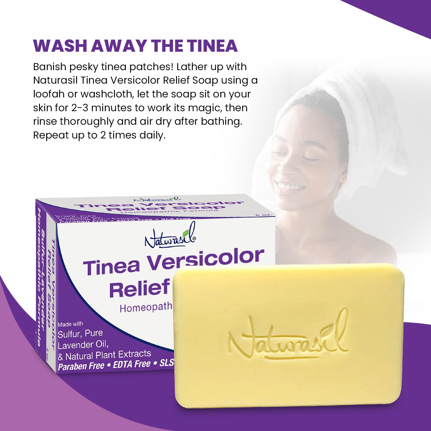 Naturasil Tinea Versicolor Savon barres – lavage quotidien sans irritants.
