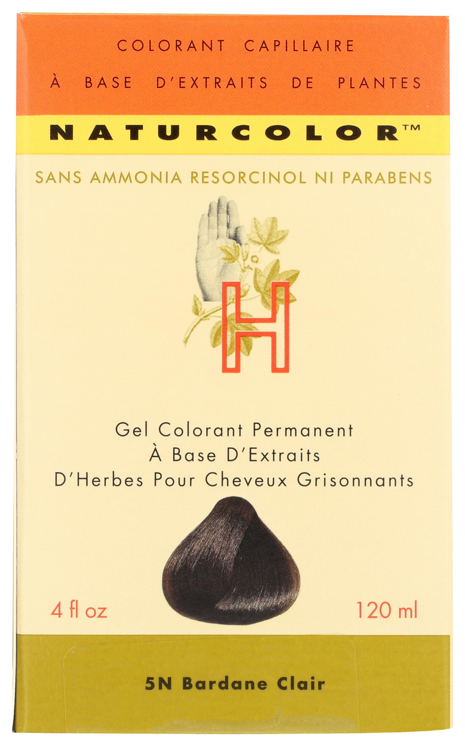 Naturcolor ingrédients botaniques à base de bardane clair pour une couleur douce.