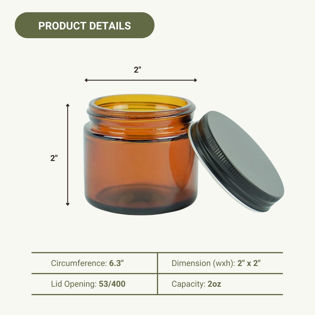 Bocal ambré Nature Packaged 2 oz, réutilisable et facile à nettoyer.