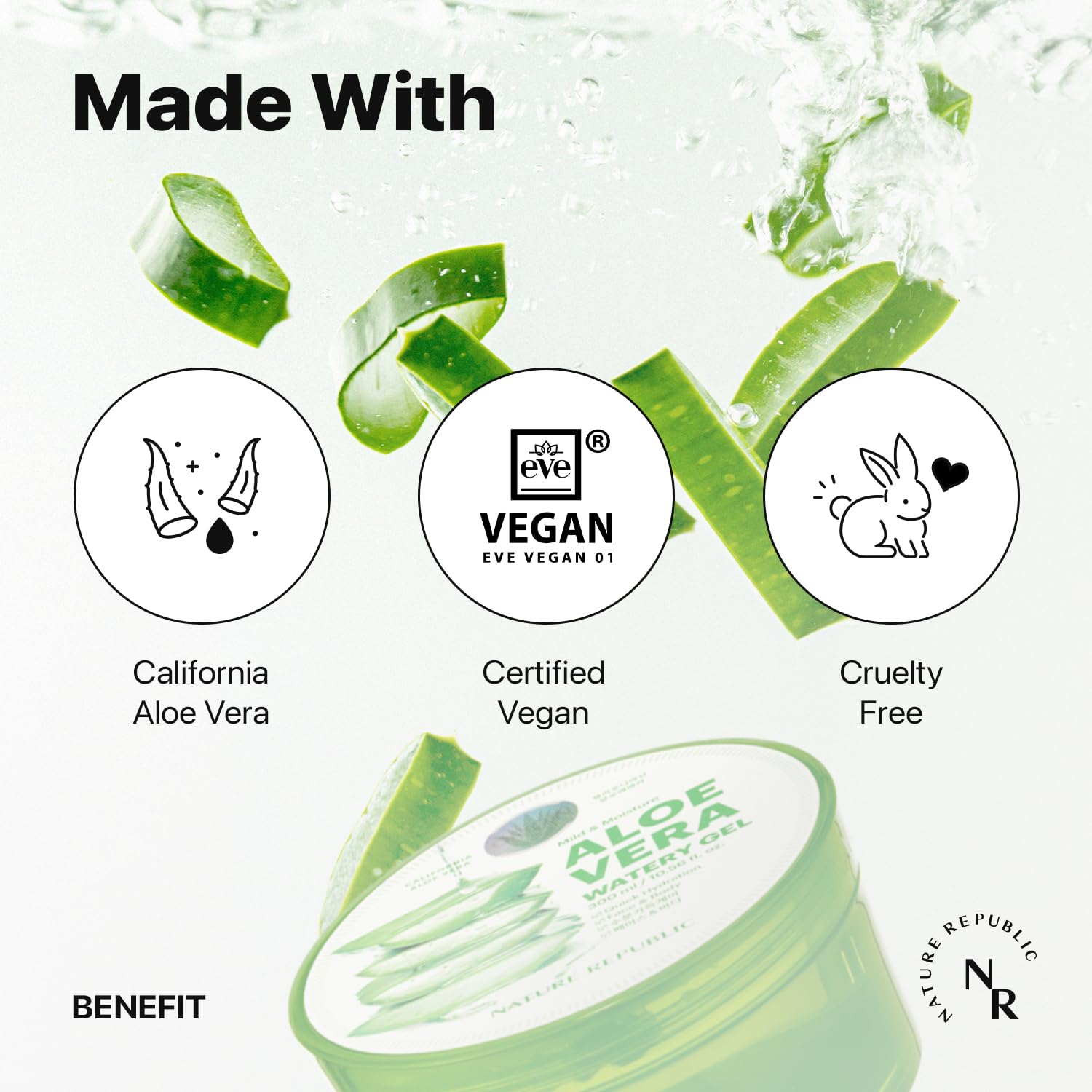 Nature Republic Aloe Vera Watery Gel on the face provides lightweight moisture without greasiness.