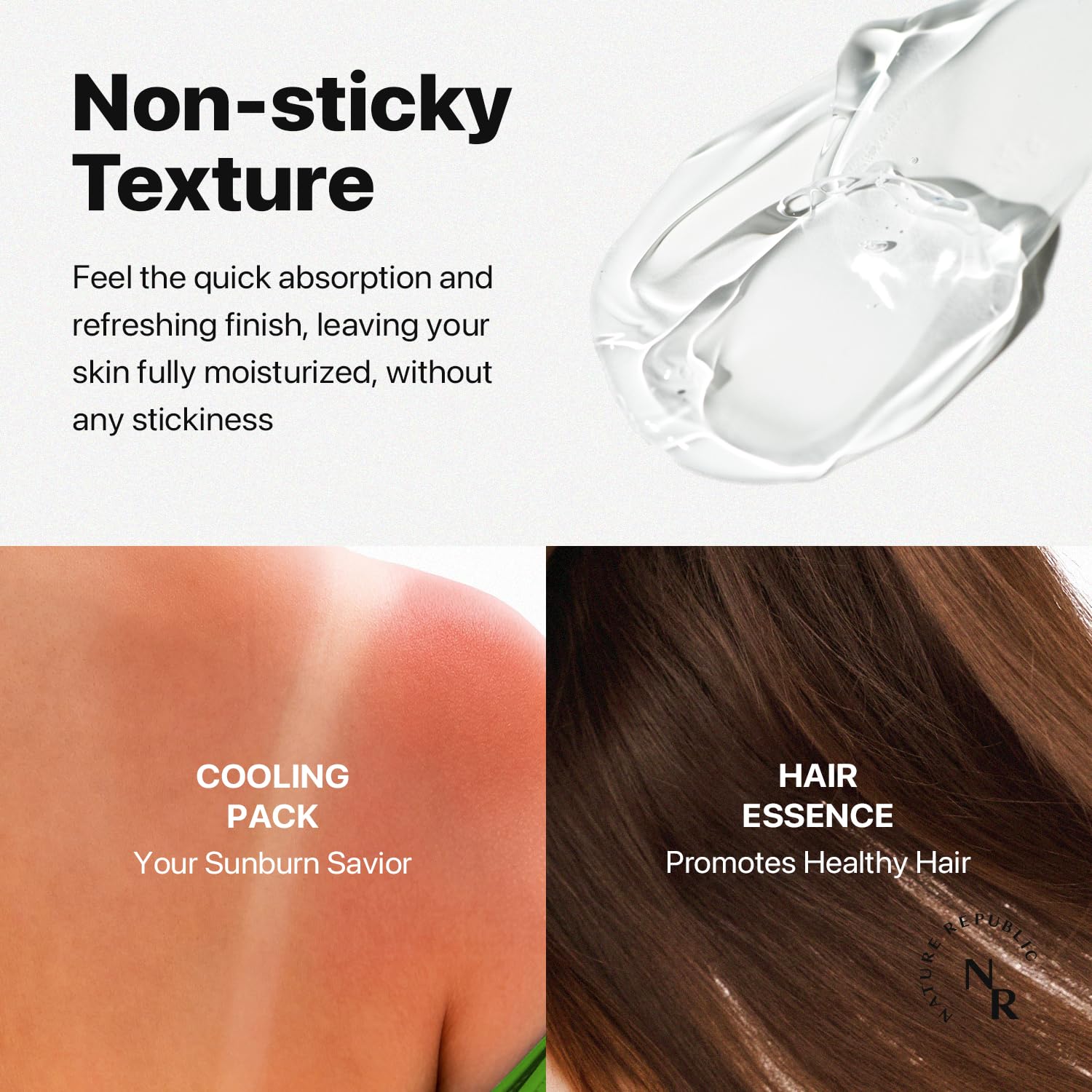 Nature Republic Aloe Vera Watery Gel can hydrate hair and skin for versatile care.