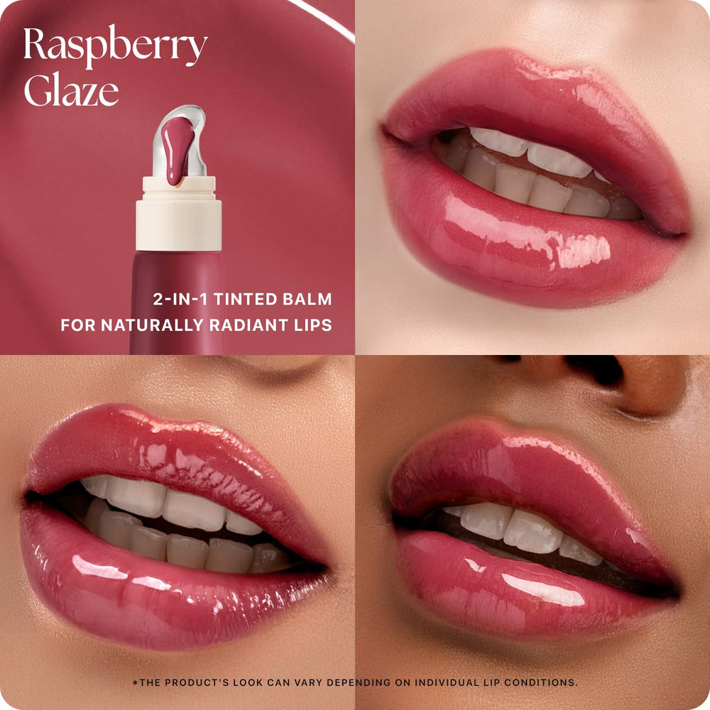 Nature Republic échantillon teinte rose montre l'effet brillance légère des lèvres.