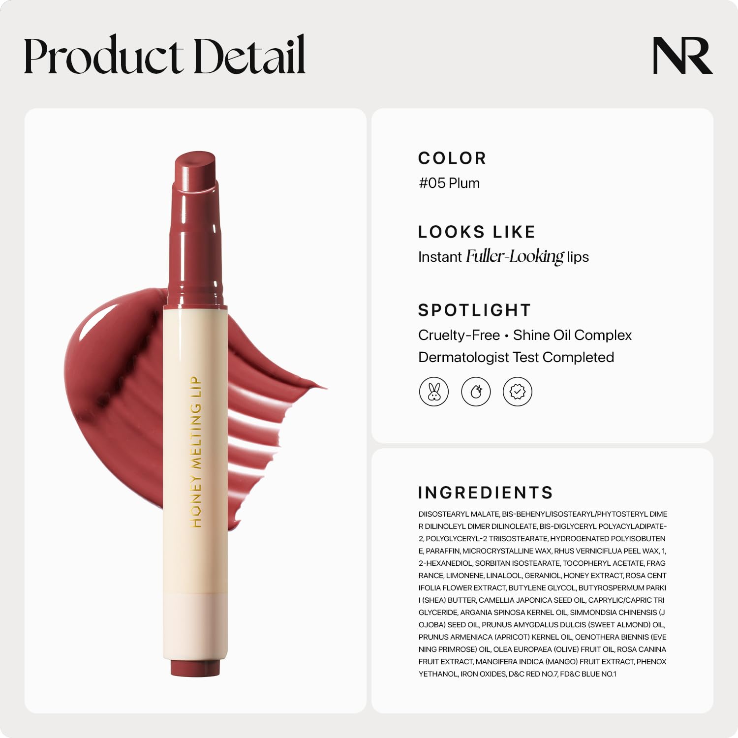 Nature Republic Honey Melting Lip 05 Plum – application simplifiée pour routine quotidienne