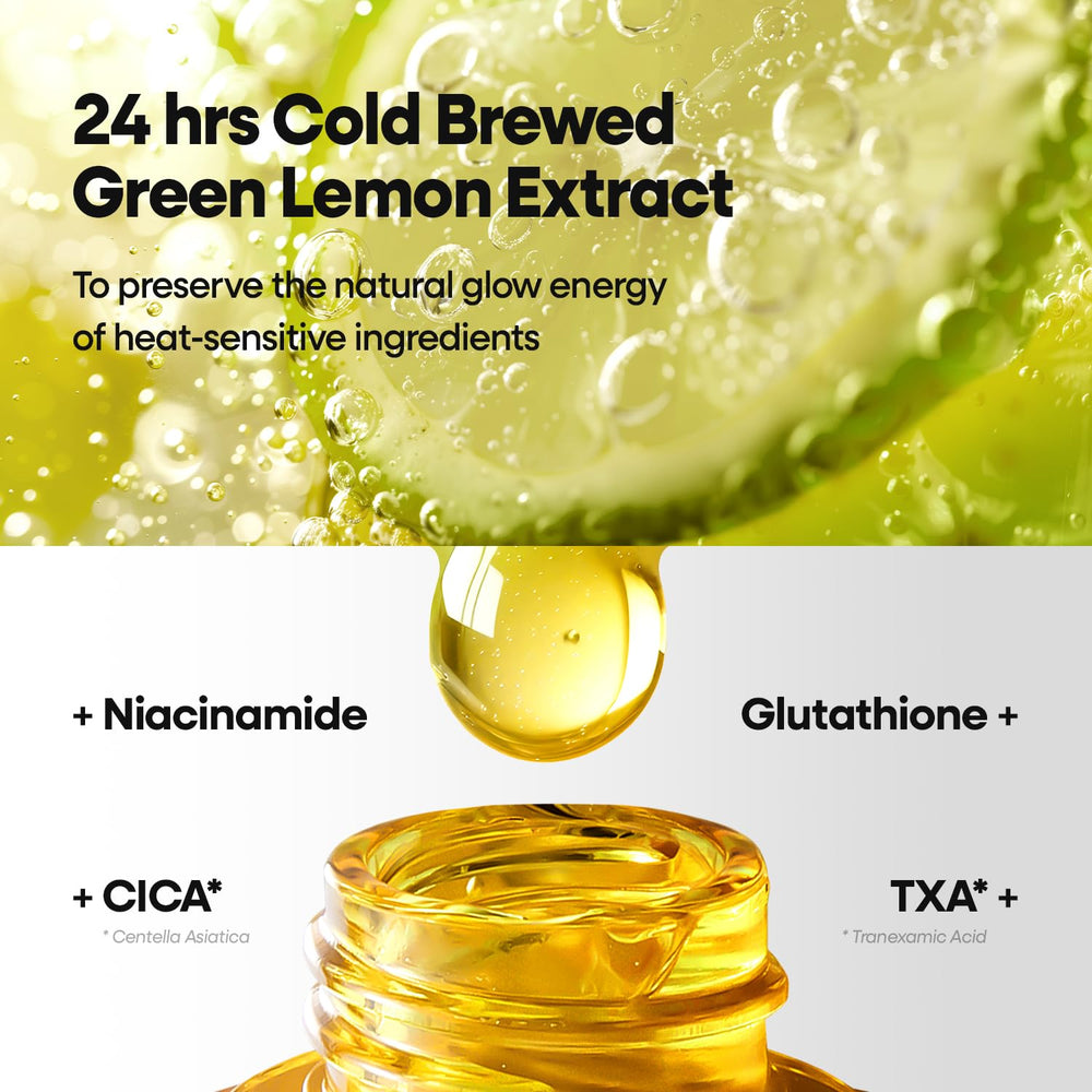 Illustration highlighting lemon extract and brightening ingredients in Vitapair C Glow