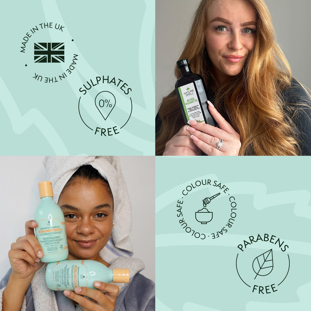 Nature Spell ingrédients naturels et aromatiques pour les cheveux.