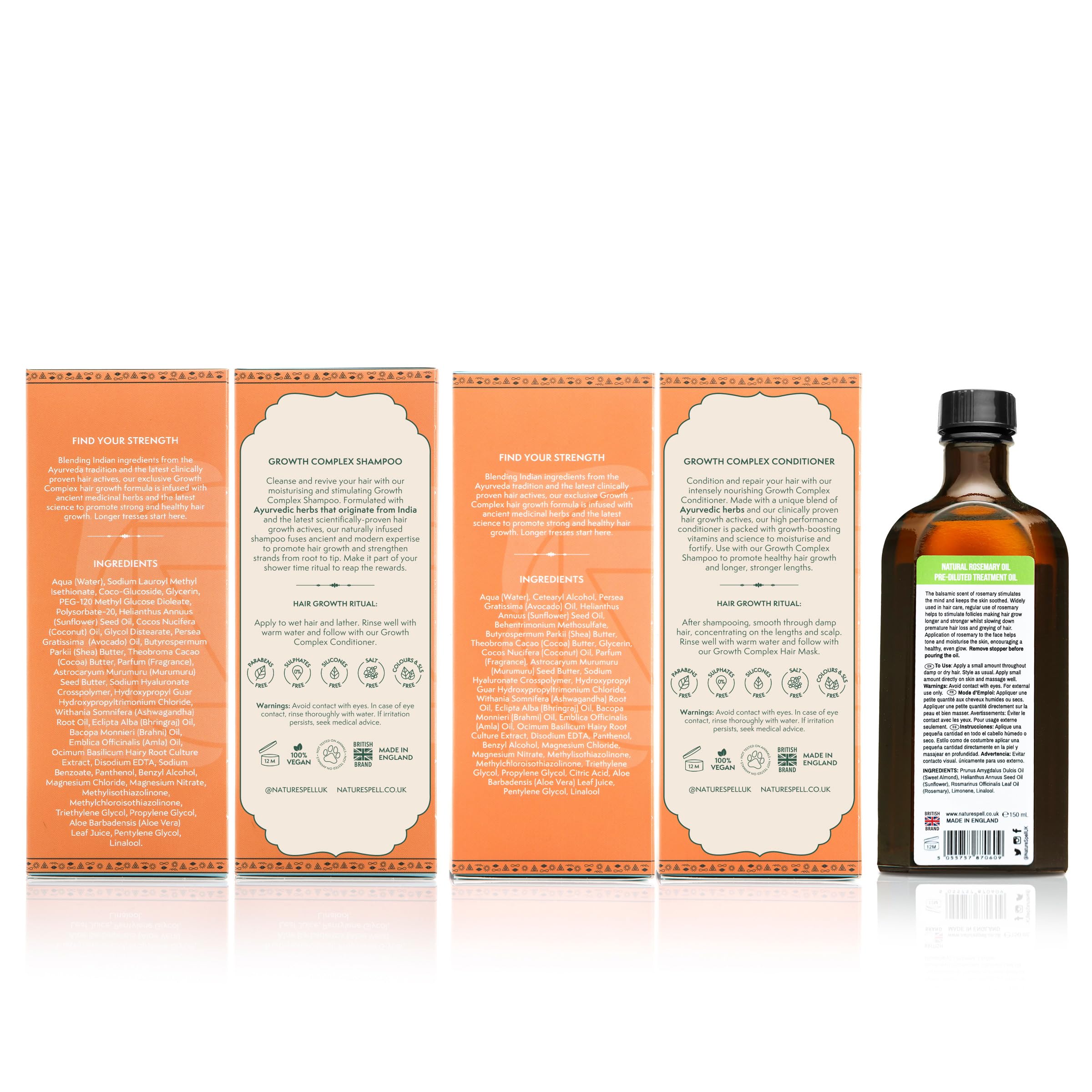 Nature Spell trio cheveux vegan et sans sulfate, ensemble pratique.