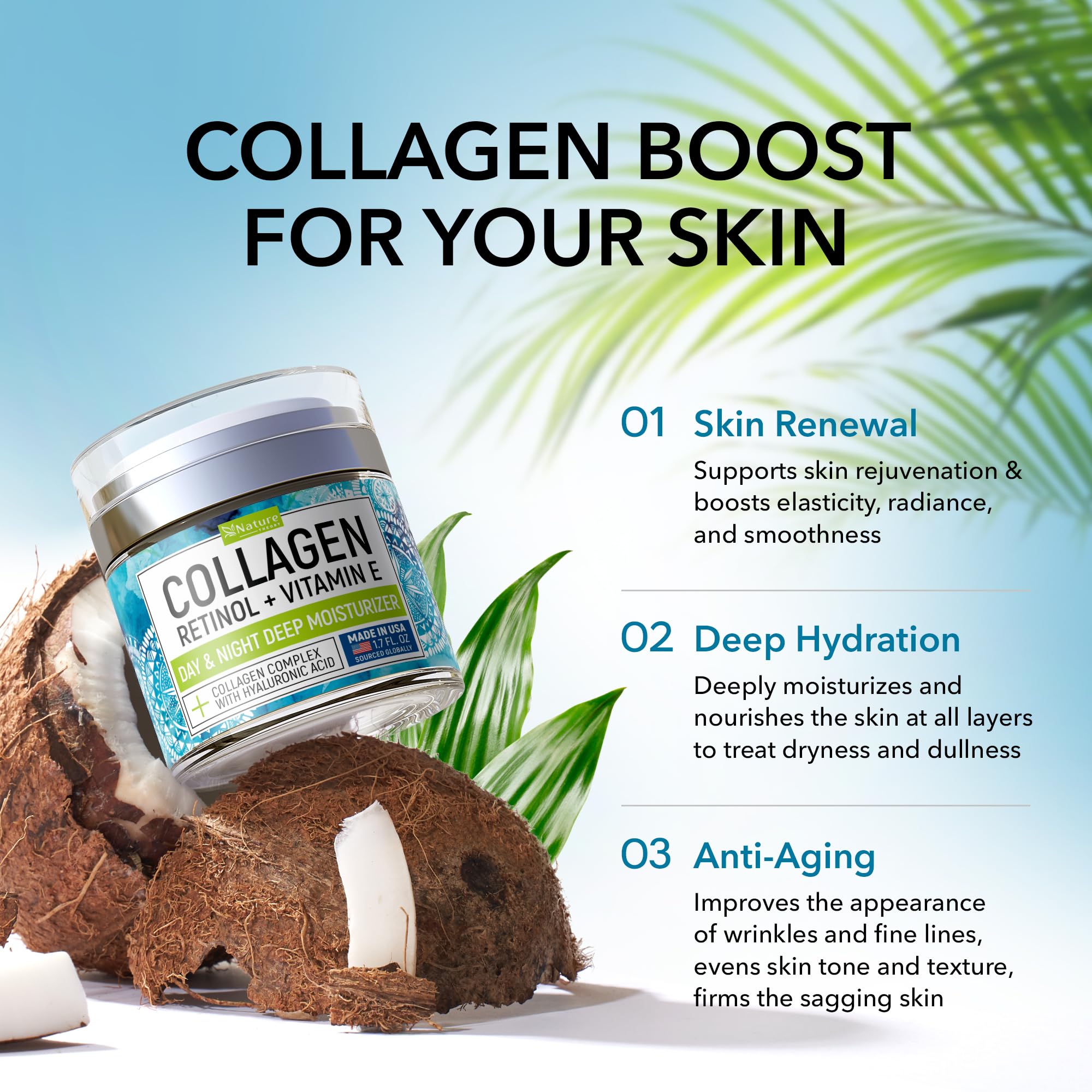 Nature Theory Crème visage anti-âge retinol, cible les taches et ridules.