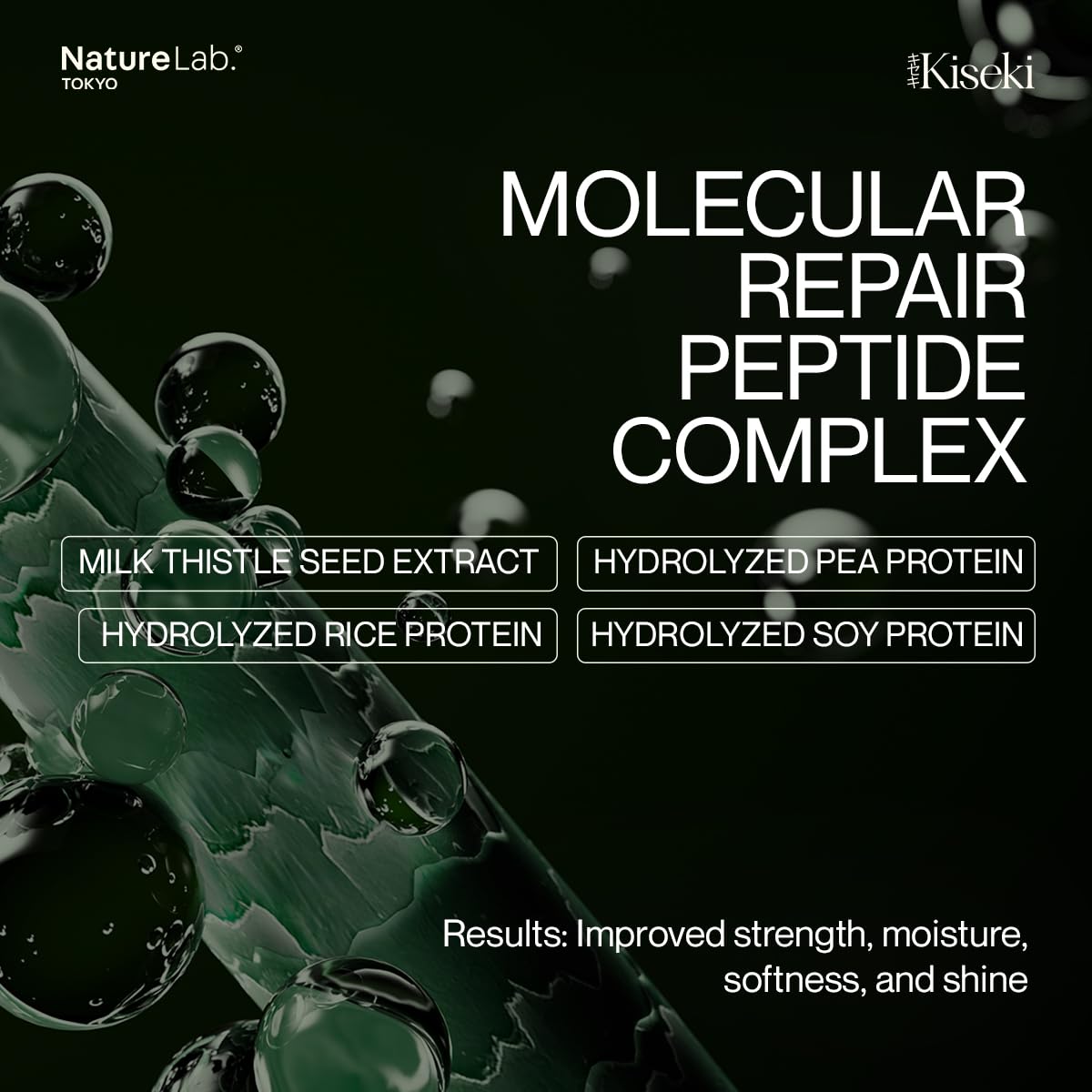 NatureLab.TOKYO Kiseki – cheveux démêlés et doux après application.