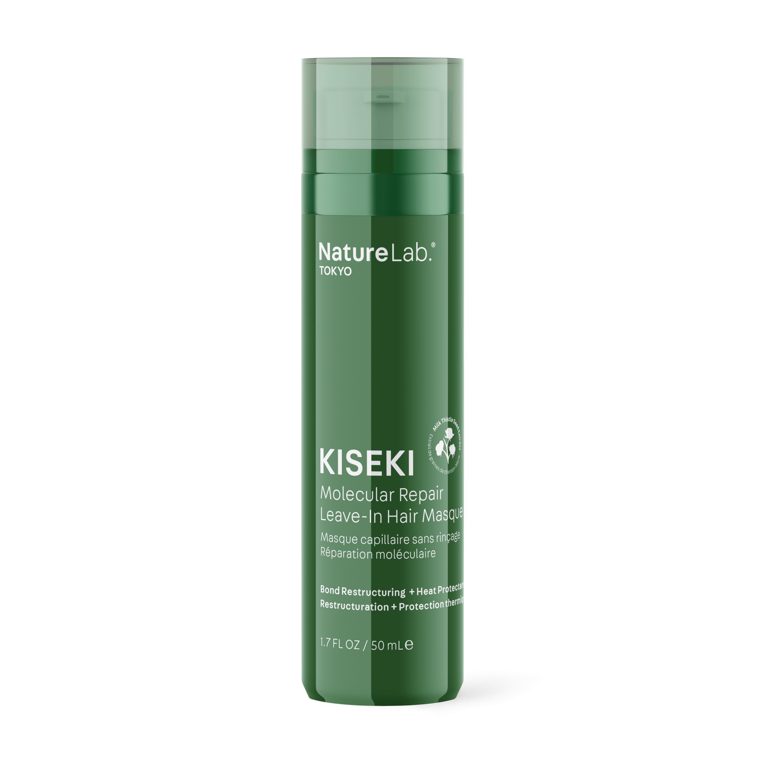 NatureLab.TOKYO Kiseki – bouteille du masque réparateur prête pour des cheveux plus forts.