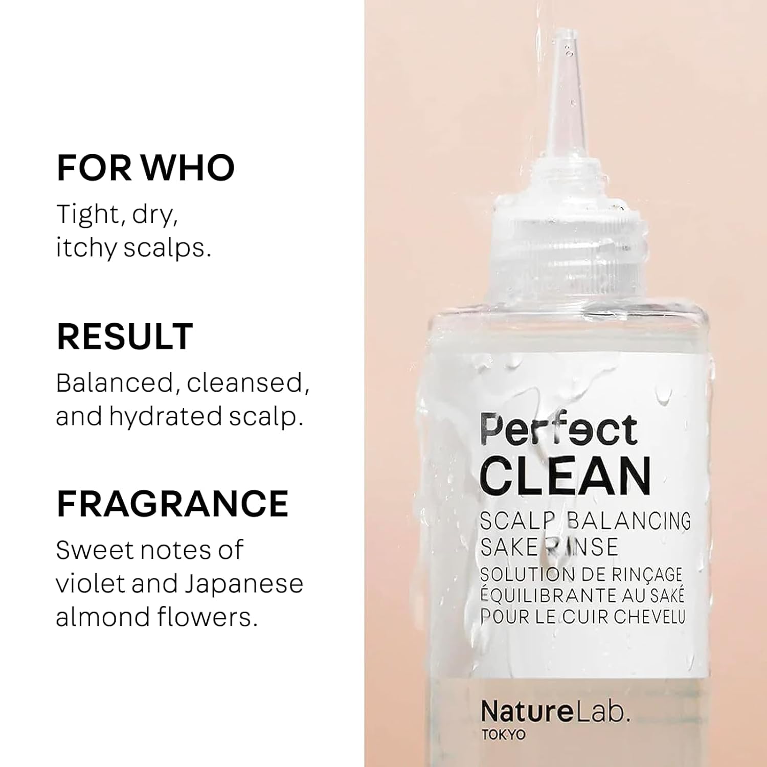Rinçage après utilisation – cheveux propres et légèrement brillants avec le Sake Rinse.