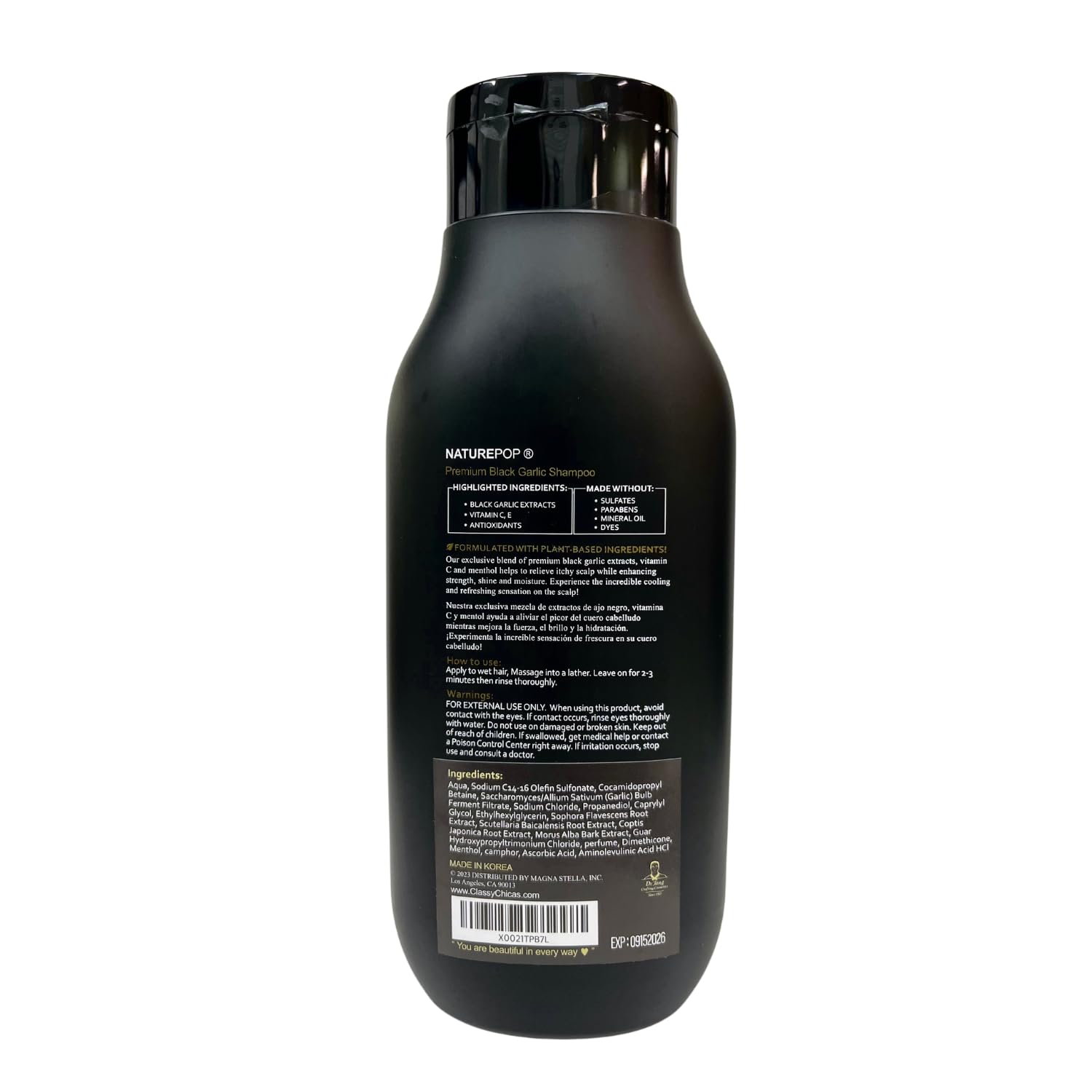 Naturepop Shampoing ail noir – présentoir en rayon pour achat éclairé.